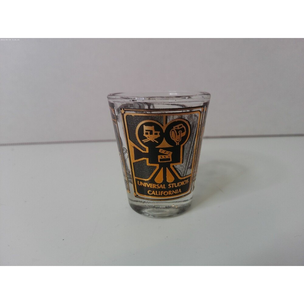 Vintage Universal Studios California Movie Set Themed Shot Glass / Black & Gold